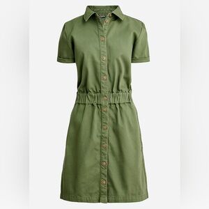 J. Crew Button Front Chino Dress w/Pockets Utility Green 10 *altered*